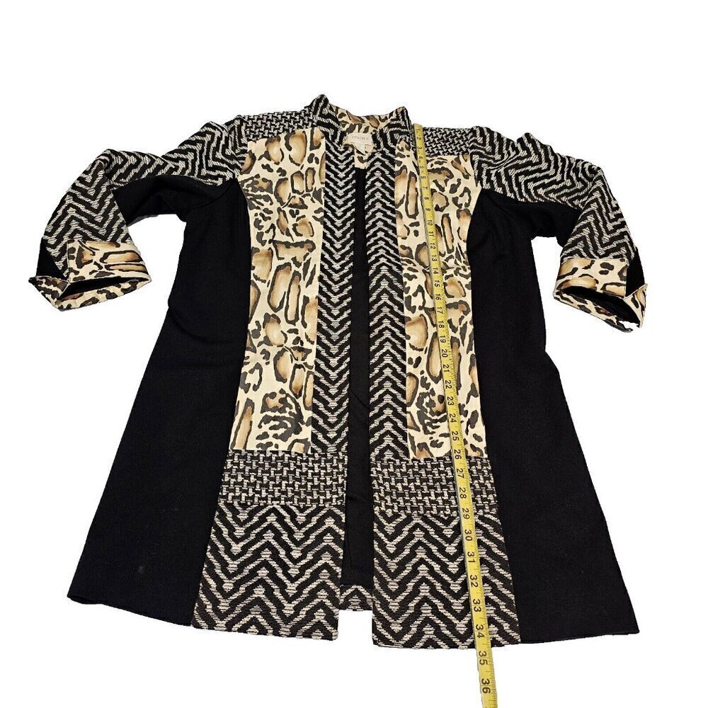 Chico's Open Coat Jacket Women Size 2 Animal Print Tapestry - Picture 6 of 13
